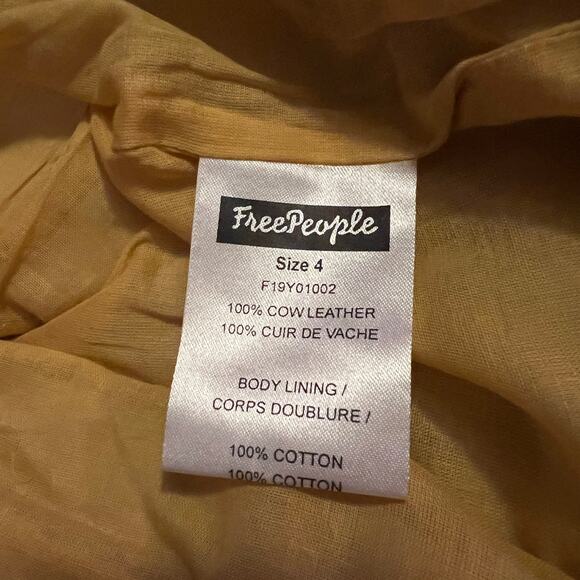 Free People Gold Leather Button-Up Cocktail Dress Size 4 NWT - Picture 5 of 6